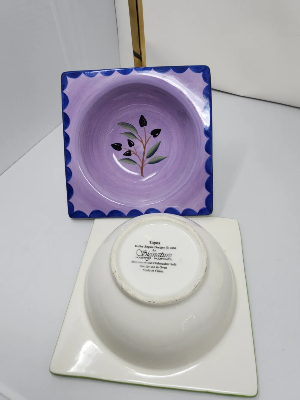 Signature Lime Green Square Ceramic Tapas Bowl with Leaf Design